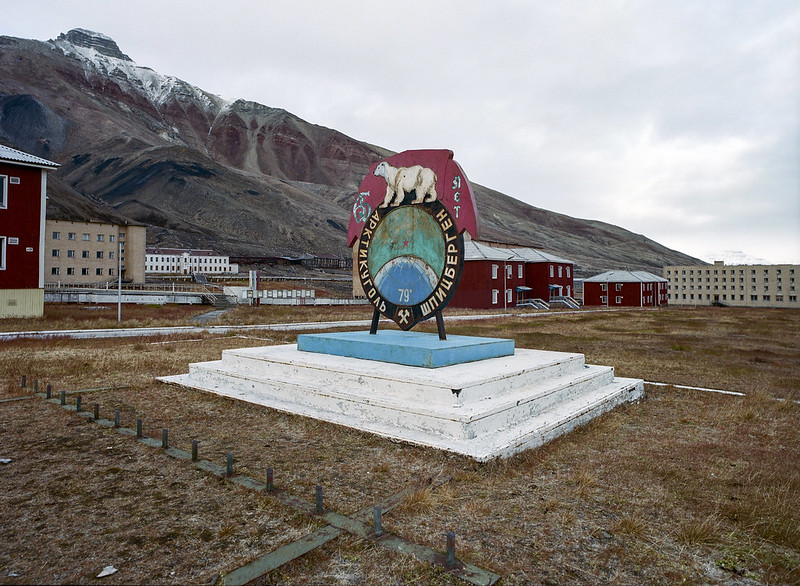 A russian sign in Svalbard, showing that russian is spoken is Svalbard's ex soviet colonies