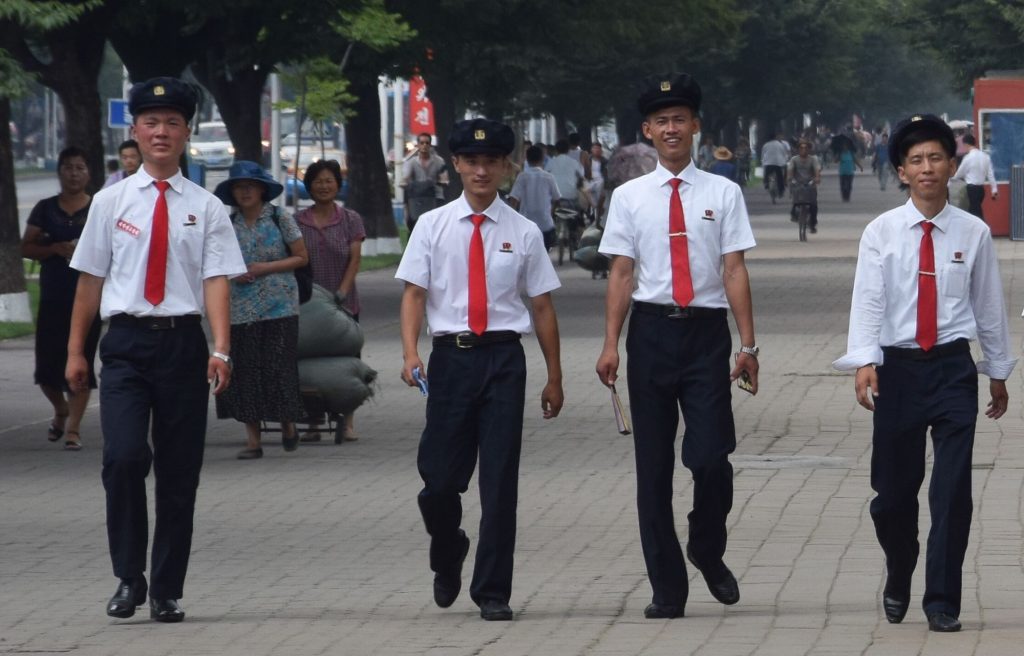 A group of students in Pyongyang, North Korea