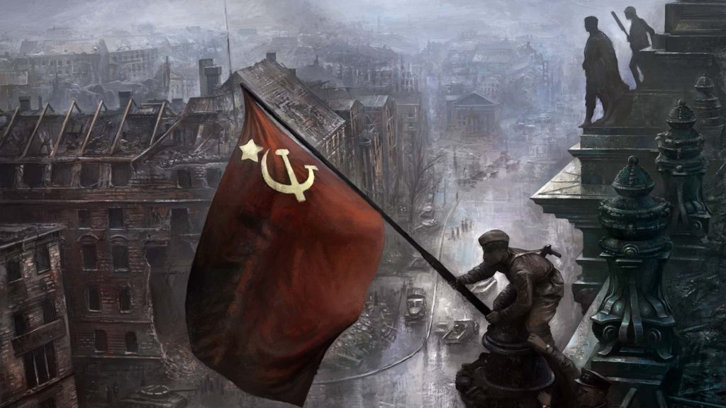 The Soviet Union flag was replaced by the Russian