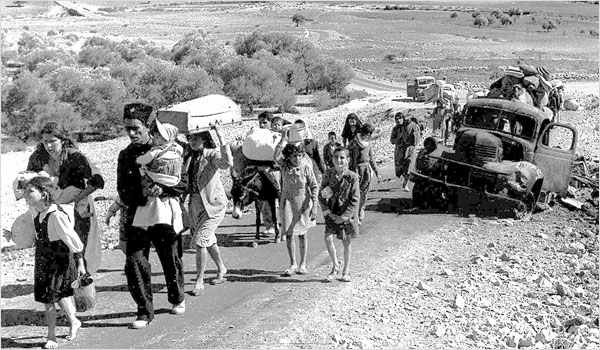 Palestinian refugees fleeing the 1948 war