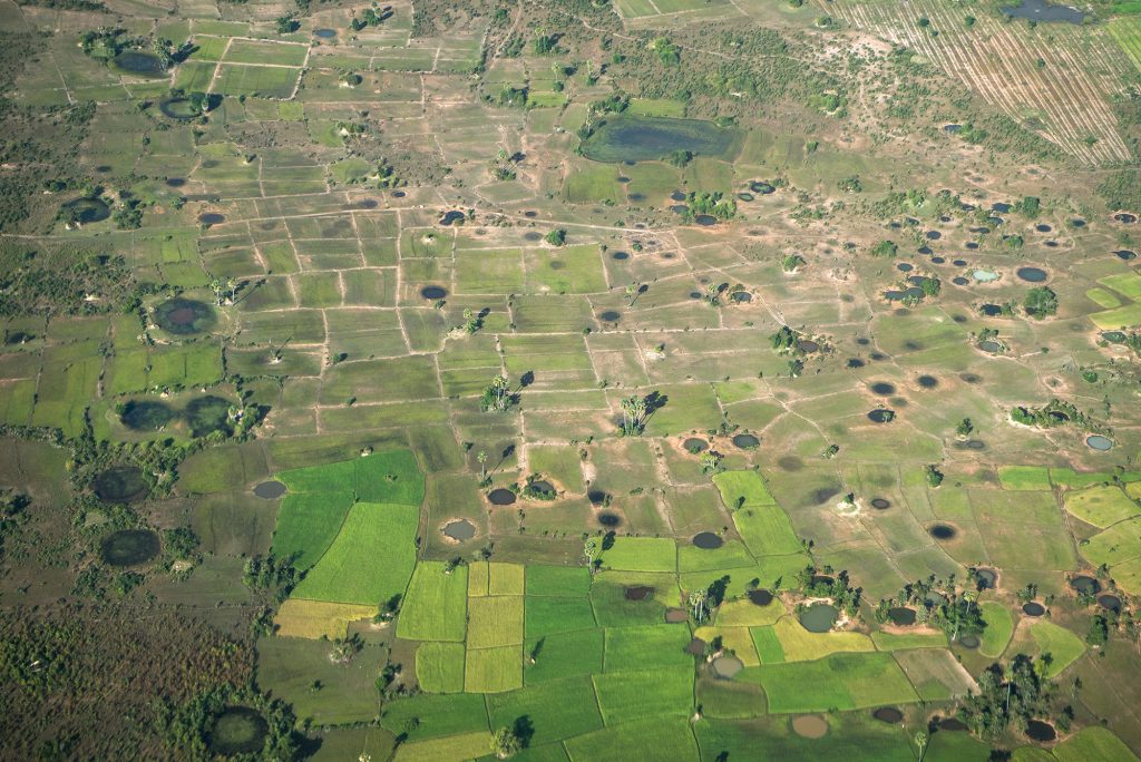 Bomb craters in Kandal Province, Cambodia