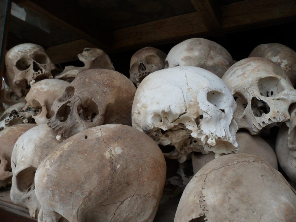 Skulls of victims of genocide in Democratic Kampuchea