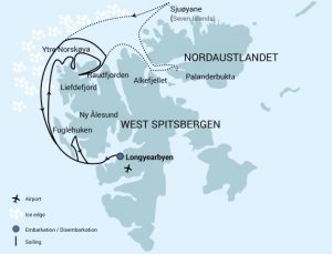 Map of Northern Spitsbergen cruises