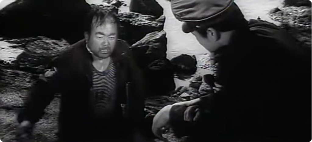 Captain Kim Interrogates a ROK Soldier, Depicted as Disheveled, Overweight and with Facial Hair